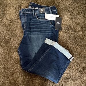 Silver Jeans Dark Blue Ankle Crop Jeans